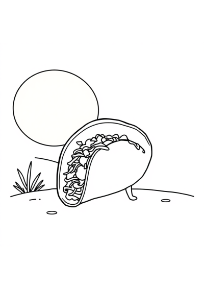 Taco At Sunset Coloring Page