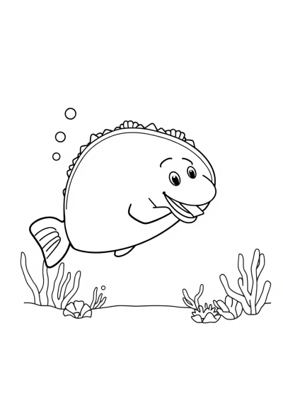 Taco Underwater Coloring Page