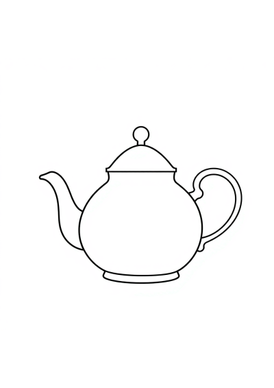 Tea Pot At Night Coloring Page