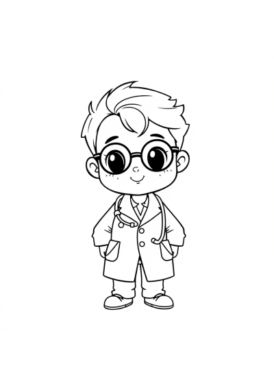 Tiny Doctor With Stethoscope Coloring Page