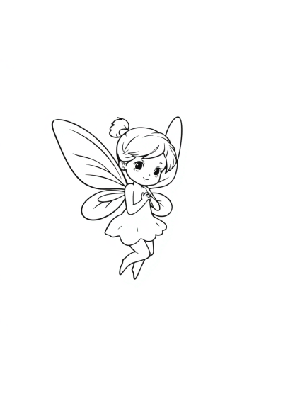 Tiny Fairy With Wings Coloring Page