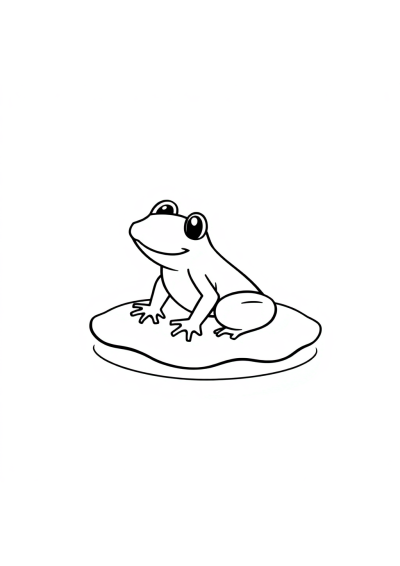 Tiny Frog On Lily Pad Coloring Page