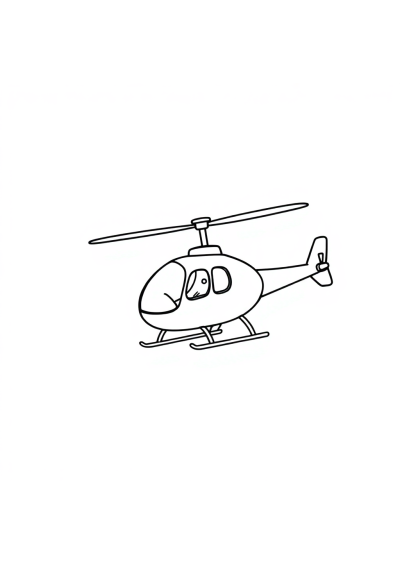 Tiny Helicopter Flying Coloring Page
