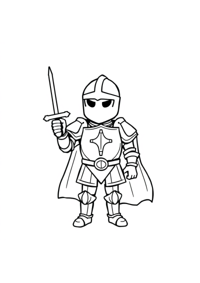 Tiny Knight In Armor Coloring Page