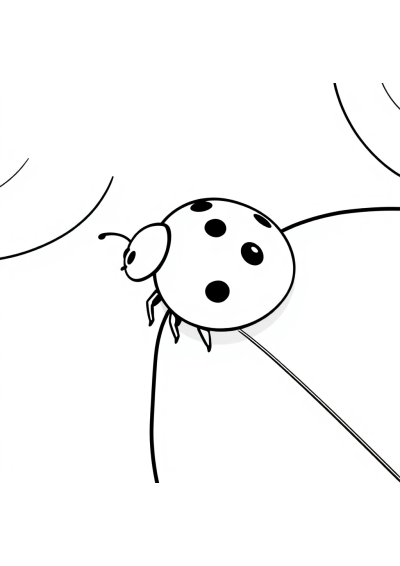 Tiny Ladybug On Leaf Coloring Page
