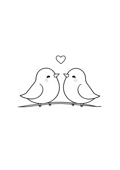 Printable Tiny Love Birds Coloring Page