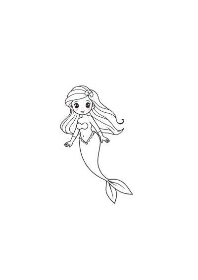 Tiny Mermaid Underwater Coloring Page