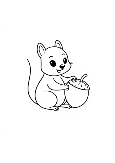 Tiny Squirrel With Acorn Coloring Page