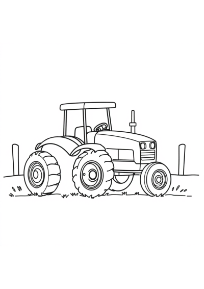 Tiny Tractor On Farm Coloring Page