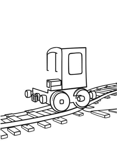 Tiny Train On Tracks Coloring Page