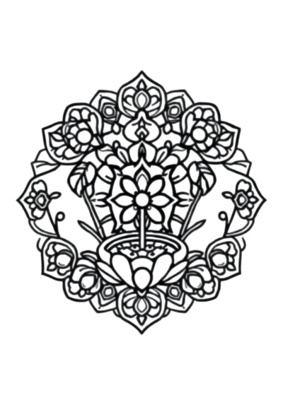 Tiny Zen Garden Mandala Coloring Page