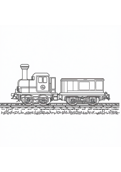 Train On Tracks Coloring Page