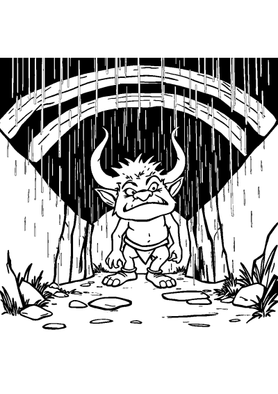 Troll Under Bridge In Rain Coloring Page