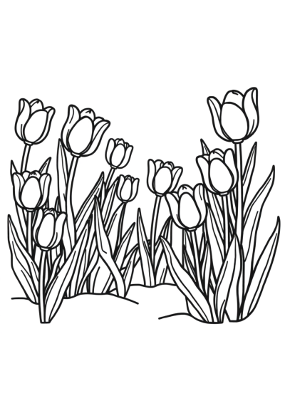 Tulip Garden Underwater Coloring Page