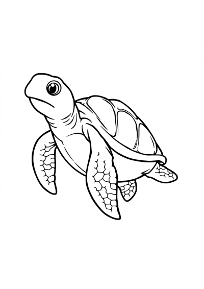 Turtle Swimming Coloring Page