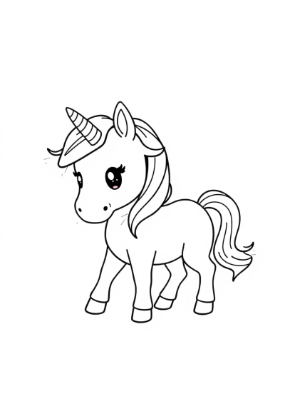 Unicorn With Rainbow Mane Coloring Page