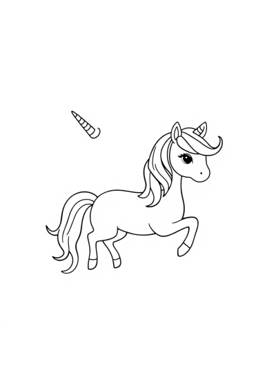 Unicorn With Rainbow Mane In Space Coloring Page