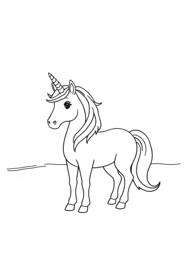 Unicorn With Rainbow Mane On Beach Coloring Page