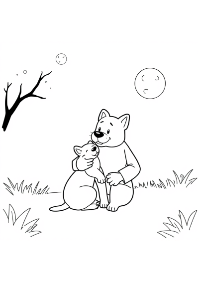 Detailed Veterinarian With Pet At Night Coloring Page