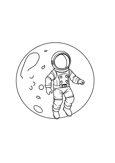 Vintage Astronaut On Moon Coloring Page