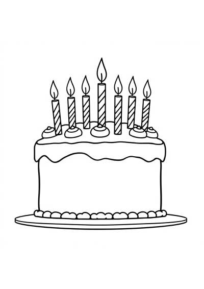 Vintage Birthday Cake With Candles Coloring Page