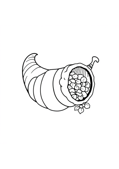 Vintage Cornucopia Coloring Page