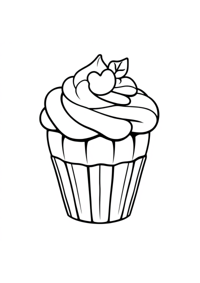 Vintage Cupcake Decorated Coloring Page