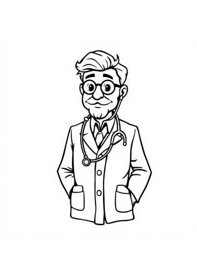 Vintage Doctor With Stethoscope Coloring Page