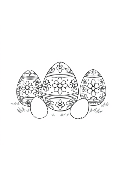 Vintage Easter Eggs Decorated Coloring Page