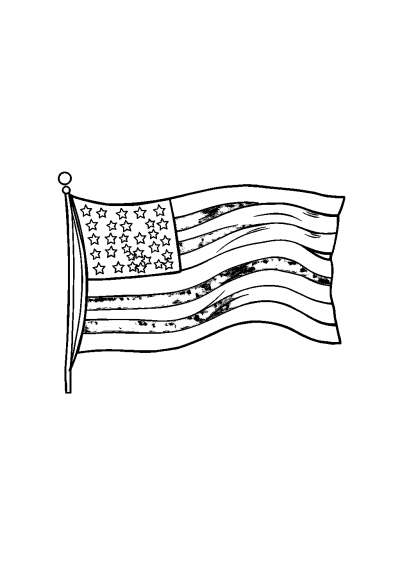 Vintage Fourth Of July Flag Coloring Page