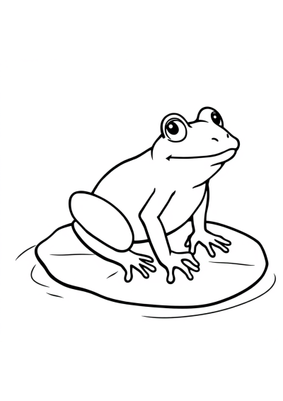 Vintage Frog On Lily Pad Coloring Page