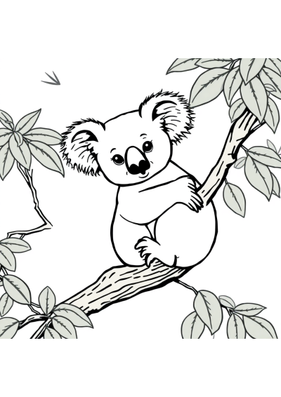 Vintage Koala On Tree Coloring Page
