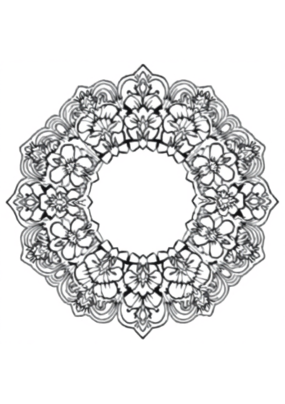 Vintage Lace Mandala With Flowers Coloring Page