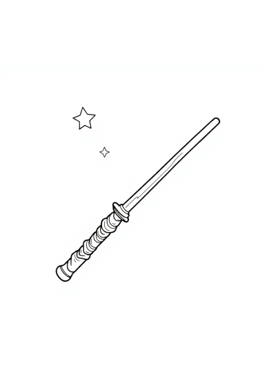 Vintage Magic Wand Coloring Page