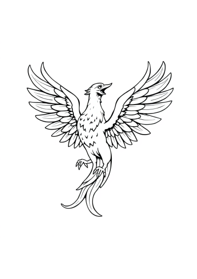 Vintage Phoenix Rising Coloring Page