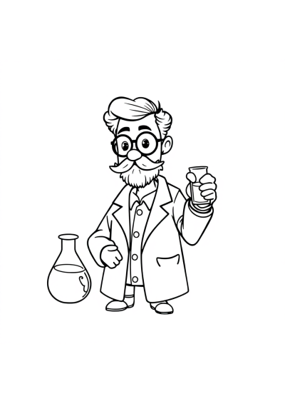 Vintage Scientist With Beaker Coloring Page