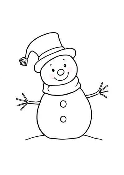 Vintage Snowman With Hat Coloring Page
