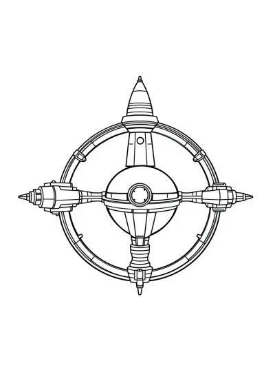 Vintage Space Station Coloring Page