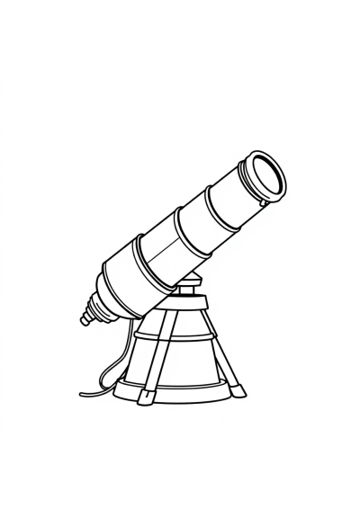 Vintage Space Telescope Coloring Page