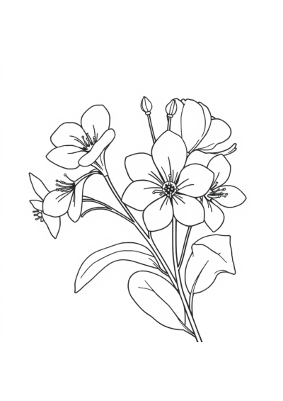 Vintage Spring Blossoms Coloring Page