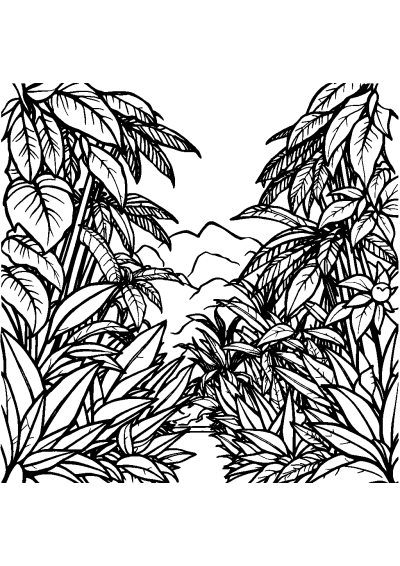 Vintage Tropical Jungle Coloring Page