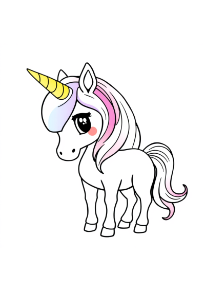 Vintage Unicorn With Rainbow Mane Coloring Page