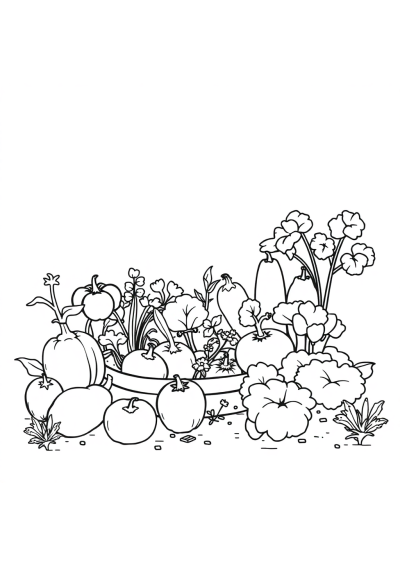 Vintage Vegetable Garden Coloring Page