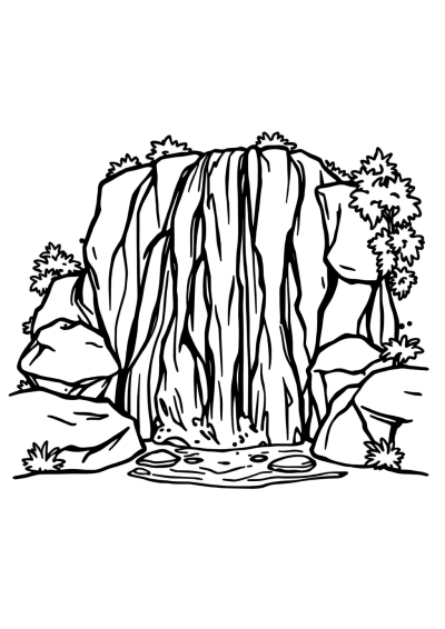 Waterfall Scene Coloring Page