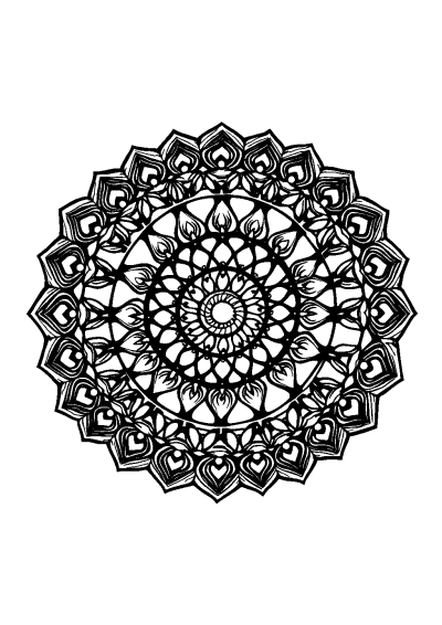 Wild Abstract Spiral Mandala Coloring Page