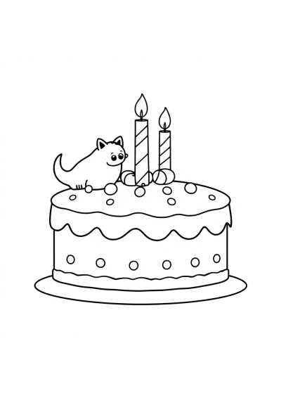 Wild Birthday Cake Coloring Page