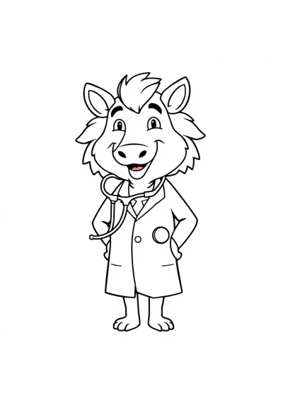 Wild Doctor With Stethoscope Coloring Page