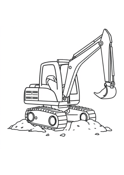 Wild Excavator Digging Coloring Page