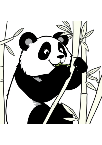 Wild Panda Eating Bamboo Coloring Page