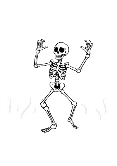 Wild Skeleton Dancing Coloring Page